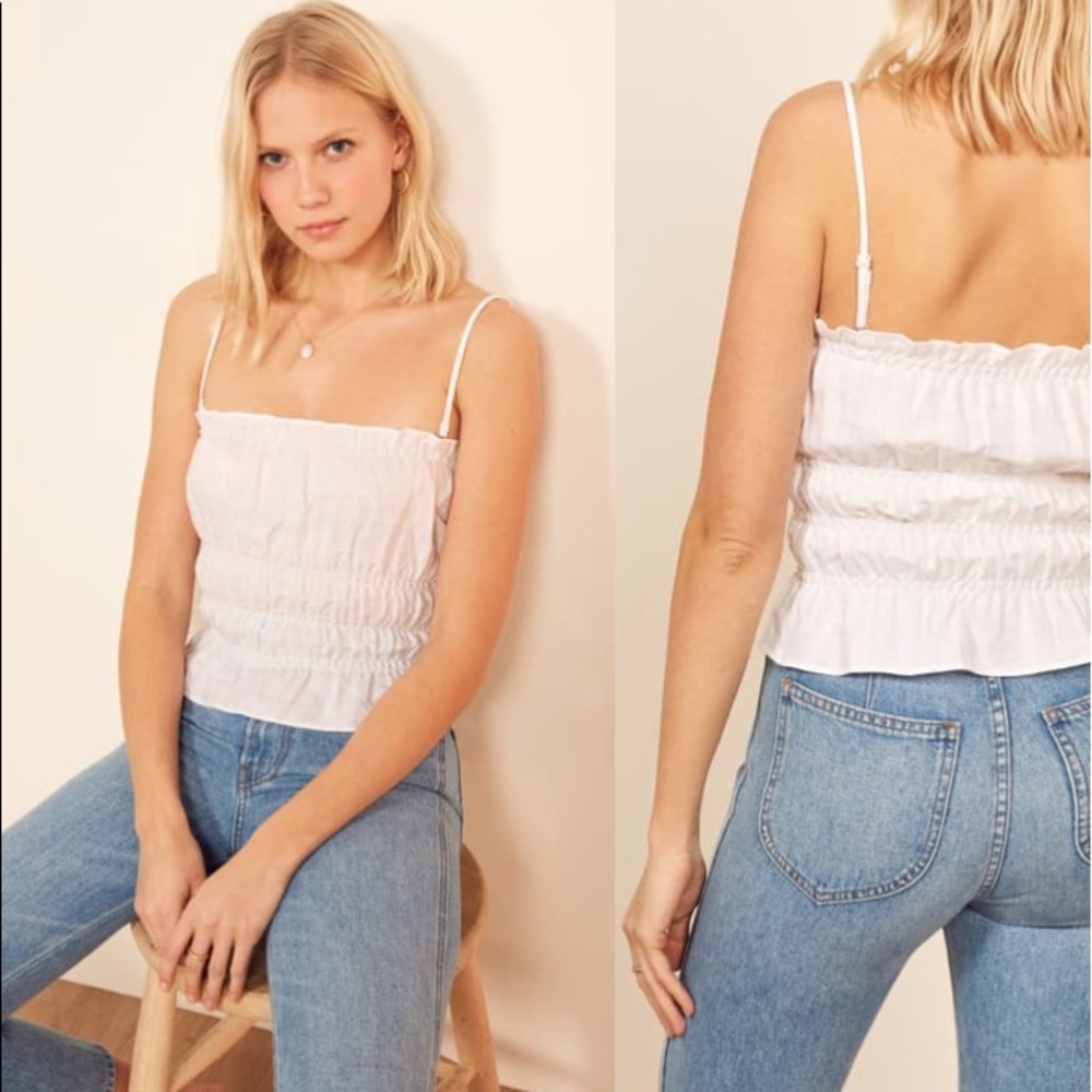 Reformation Gia convertible strap linen top